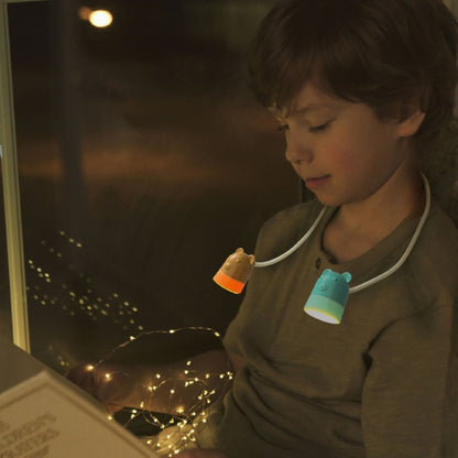 KD201 Tragbare Lampe zum Umhängen, LED-Nachtlicht zum Lesen, Stil: Bär (Blau + Braun), Reh (Blau + Braun), Katze (Rosa + Lila)