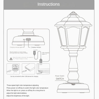 GIVELONG Retro-Tischlampe, USB-Aufladung, kleines Nachtlicht, Stil:
