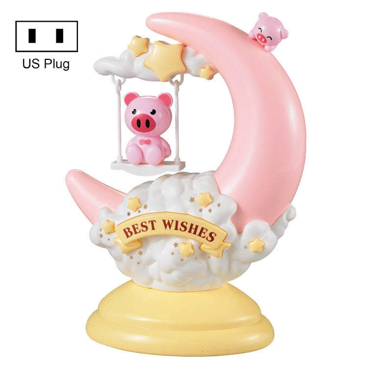 GOELONG Cartoon Mond Tischlampe Kinderzimmer Tier Nachtlicht, Stecker:, US-Stecker, EU-Stecker