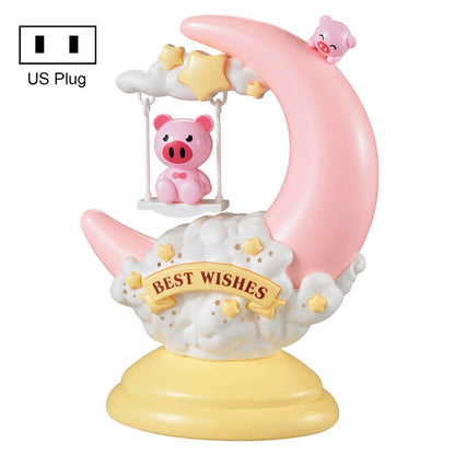 GOELONG Cartoon Mond Tischlampe Kinderzimmer Tier Nachtlicht, Stecker:, US-Stecker, EU-Stecker