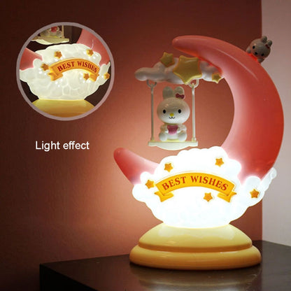 GOELONG Cartoon Mond Tischlampe Kinderzimmer Tier Nachtlicht, Stecker:, US-Stecker, EU-Stecker