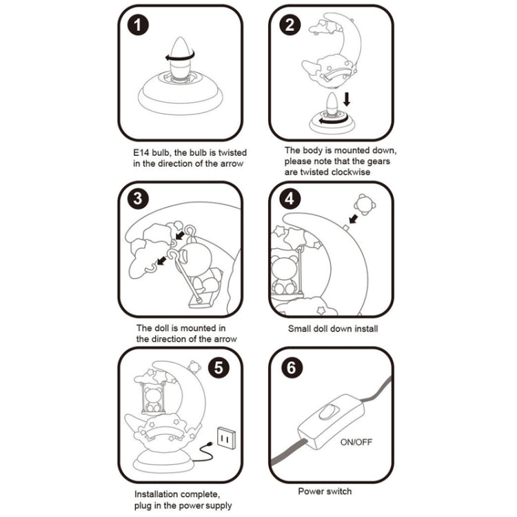 GOELONG Cartoon Mond Tischlampe Kinderzimmer Tier Nachtlicht, Stecker:, US-Stecker, EU-Stecker