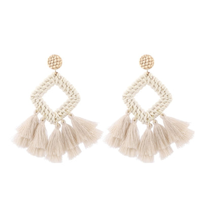 Bambusranke Handgefertigte gewebte Ohrringe im Bosomia-Stil