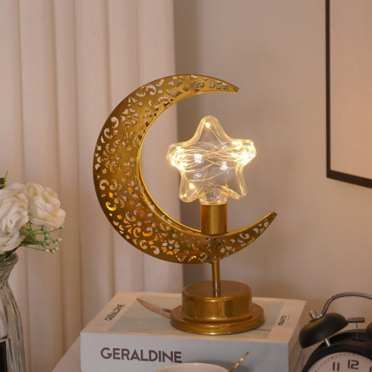 LED Schmiedeeisen Mondform Atmosphäre Schlafzimmer Tischlampe, Mondstern, Mondstern mit Haken