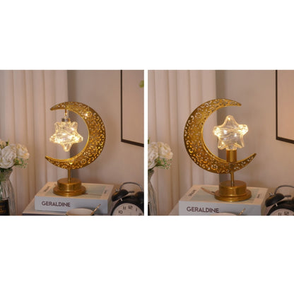 LED Wrought Iron Moon Shape Atmosphere Bedroom Table Lamp, Moon Star, Moon Star With Hook
