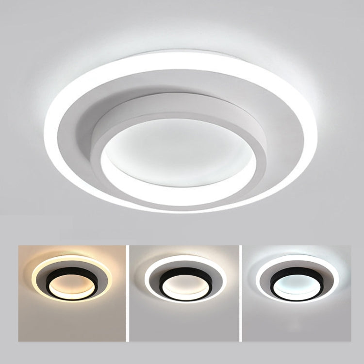 20W 3-color Dimming Aisle Light LED Entrance Corridor Cloakroom Ceiling Light, White Circle, White Square, Black Circular, Black Square