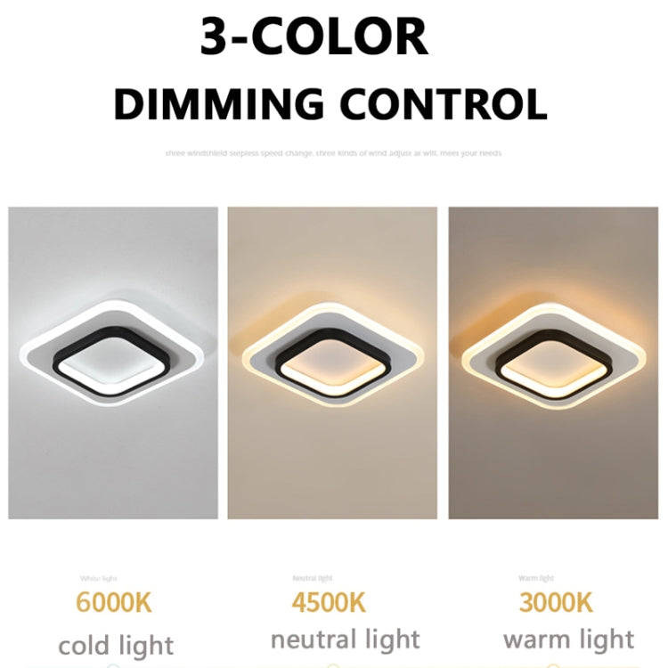 20W 3-color Dimming Aisle Light LED Entrance Corridor Cloakroom Ceiling Light, White Circle, White Square, Black Circular, Black Square