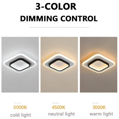 20W 3-color Dimming Aisle Light LED Entrance Corridor Cloakroom Ceiling Light, White Circle, White Square, Black Circular, Black Square