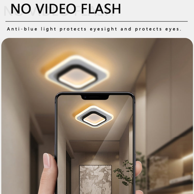 20W 3-color Dimming Aisle Light LED Entrance Corridor Cloakroom Ceiling Light, White Circle, White Square, Black Circular, Black Square