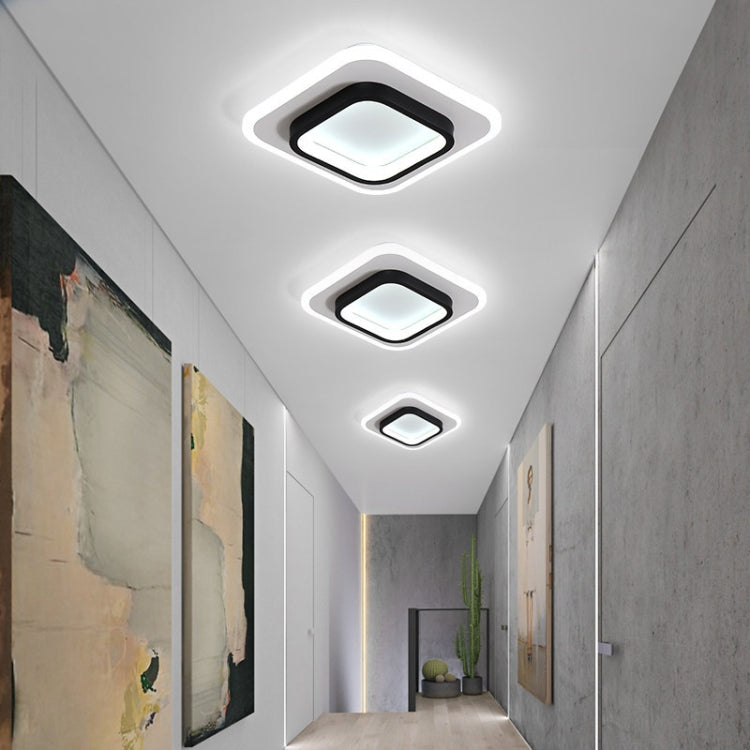 20W 3-color Dimming Aisle Light LED Entrance Corridor Cloakroom Ceiling Light, White Circle, White Square, Black Circular, Black Square