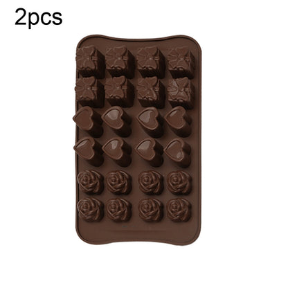 2 Stück Silikon-Schokoladenform, Gelee, Weihnachts-Süßigkeiten-Kuchenform, Stil: Geschenkbox, Muschel, Stern, Herz zu Herz