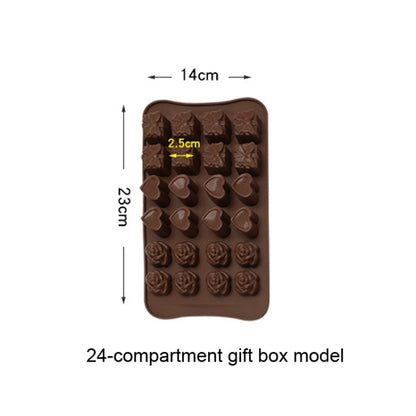 2 Stück Silikon-Schokoladenform, Gelee, Weihnachts-Süßigkeiten-Kuchenform, Stil: Geschenkbox, Muschel, Stern, Herz zu Herz