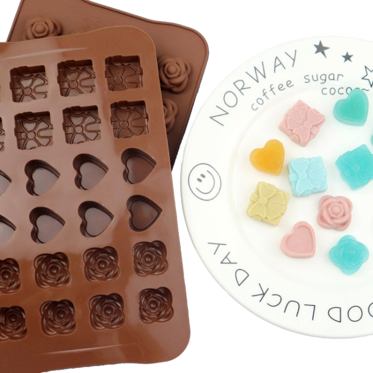 2 Stück Silikon-Schokoladenform, Gelee, Weihnachts-Süßigkeiten-Kuchenform, Stil: Geschenkbox, Muschel, Stern, Herz zu Herz