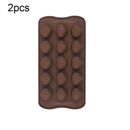 2 Stück Silikon-Schokoladenform, Gelee, Weihnachts-Süßigkeiten-Kuchenform, Stil: Geschenkbox, Muschel, Stern, Herz zu Herz