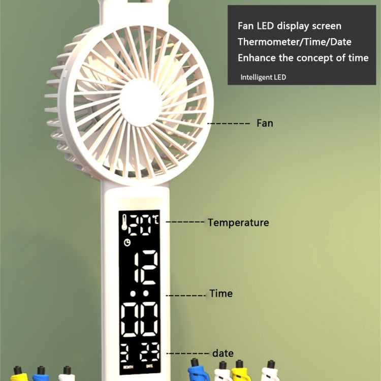 LED-Ventilator-Schreibtischlampe mit Doppelkopfbeleuchtung, Stifthalter und Uhr, Stromversorgung über USB, wiederaufladbar mit 2000 mAh, wiederaufladbar mit 3200 mAh