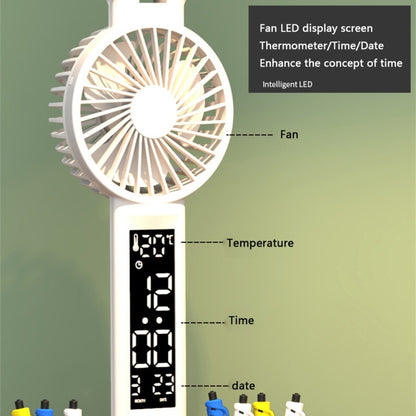 LED-Ventilator-Schreibtischlampe mit Doppelkopfbeleuchtung, Stifthalter und Uhr, Stromversorgung über USB, wiederaufladbar mit 2000 mAh, wiederaufladbar mit 3200 mAh