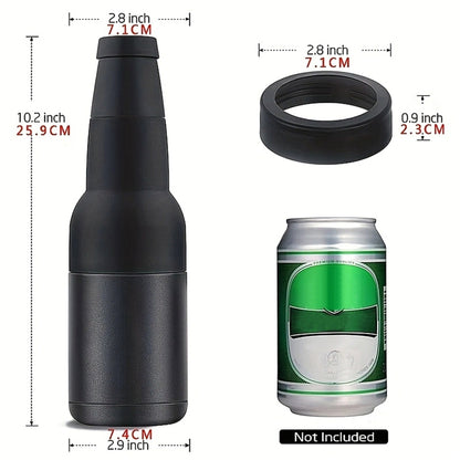 Doppelter Vakuum-Isolierbecher für Cola-Dosen, 340 ml, Edelstahl 304, Bierkühler mit Flaschenöffner, Schwarz