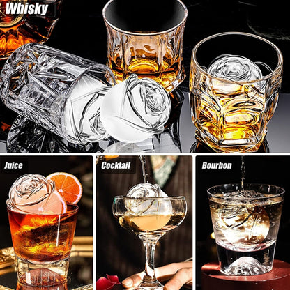 Cocktail-Eiswürfelformen mit 4 Löchern in Rosen-Diamantform, Silikon-Eisball-Maker, Rosenform (Grau), Rosenform (Dunkelgrün), Rosenform (Schwarz), Rosenform (Schwarz mit Eisklammer), Rosenform (Grau mit Eisklammer), Rosenform (Dunkelgrün mit Eisklammer)