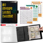 100 Day Savings Challenge A5 Loose Leaf Cash Budget Notebook, Colorful Silver, Black Gold, Rose Red
