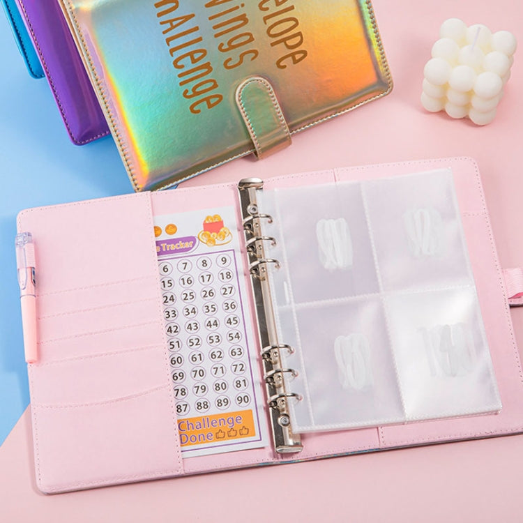 100-Tage-Spar-Challenge, A5-Notizbuch mit losen Blättern, Bargeldbudget, buntes Silber, Schwarzgold, Rosérot
