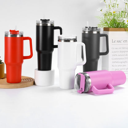 40oz Autobecher Doppelschicht-Vakuumbecher mit Strohhalmgriff Edelstahl-Thermosbecher