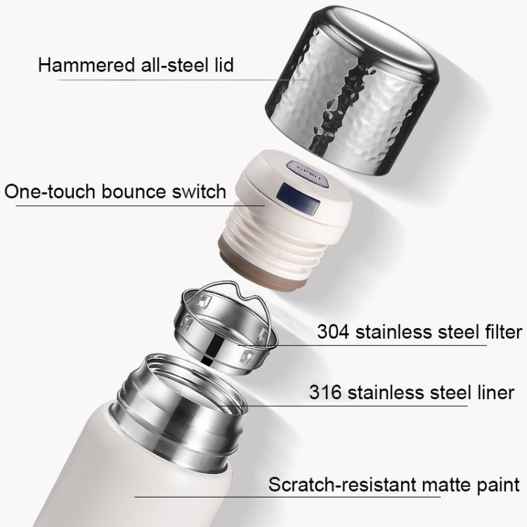 Thermos-Kaffeetasse aus Edelstahl 316 mit gehämmertem Deckel und Teefilter, 300 ml (lila), 300 ml (weiß), 300 ml (schwarz)