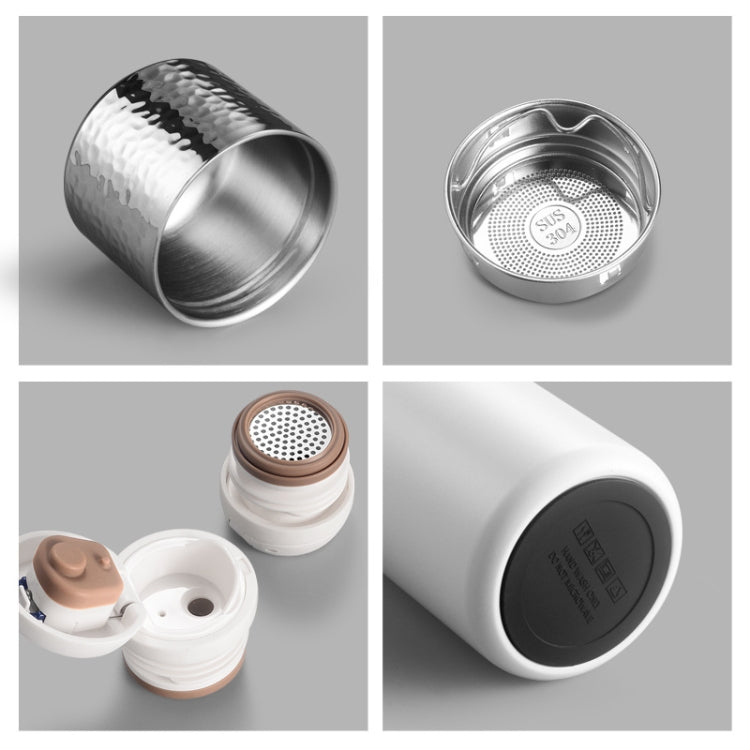 Thermos-Kaffeetasse aus Edelstahl 316 mit gehämmertem Deckel und Teefilter, 300 ml (lila), 300 ml (weiß), 300 ml (schwarz)