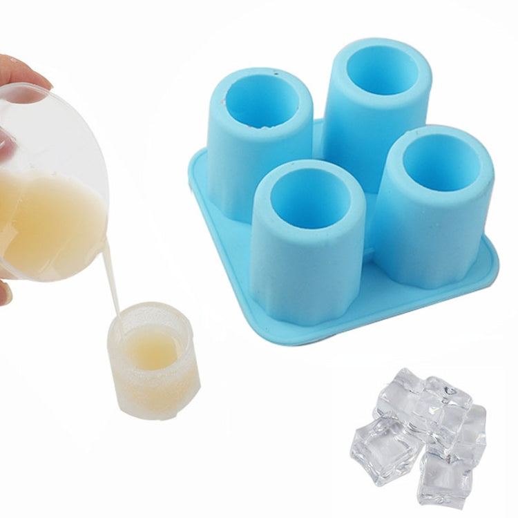 Silikonform mit vier Löchern für Eisbecher, zylindrische Koks-Whisky-Eiswürfelbereiter