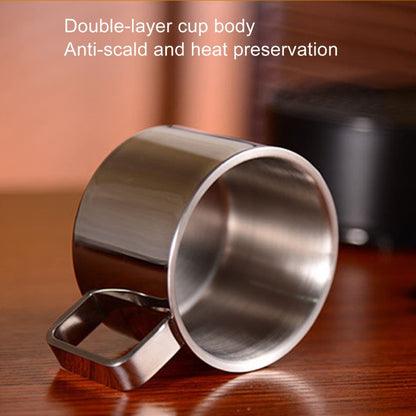 3-in-1-Kaffeetasse aus Edelstahl 304, doppellagig, mit Schale und Löffel, wärmeisolierend und verbrühungshemmend, Milchteetasse
