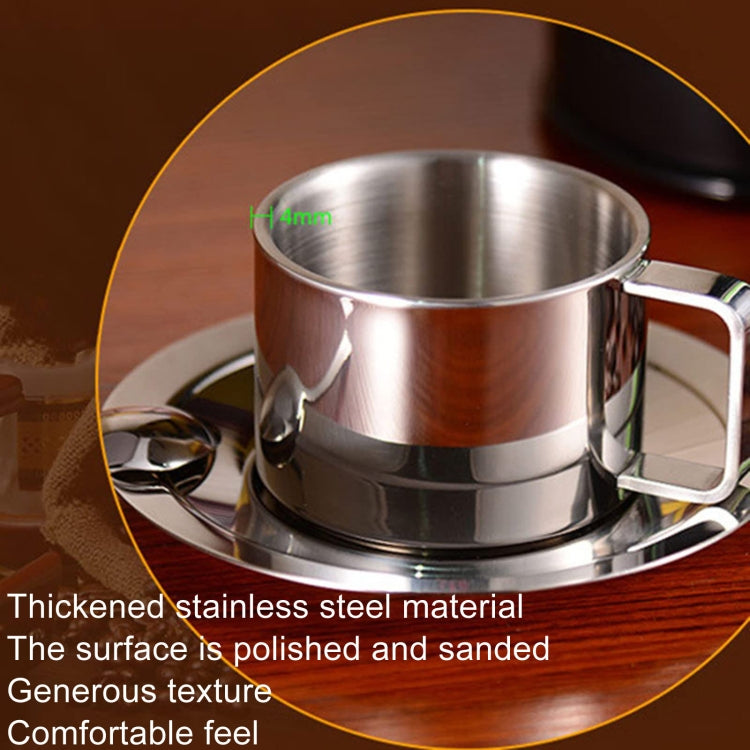 3-in-1-Kaffeetasse aus Edelstahl 304, doppellagig, mit Schale und Löffel, wärmeisolierend und verbrühungshemmend, Milchteetasse