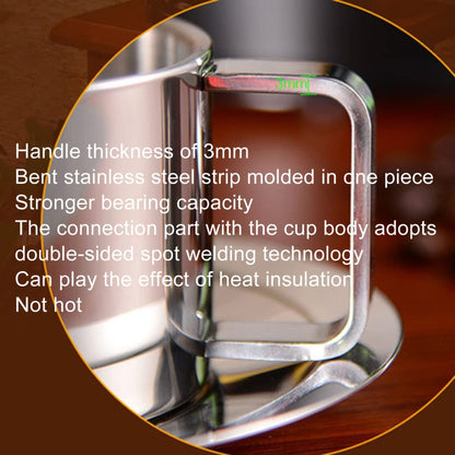 3-in-1-Kaffeetasse aus Edelstahl 304, doppellagig, mit Schale und Löffel, wärmeisolierend und verbrühungshemmend, Milchteetasse