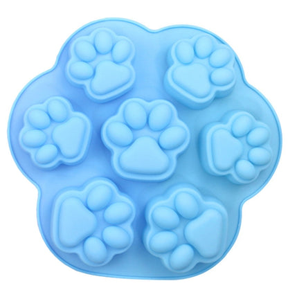 7 Zellen Kleine und Große Katzenpfoten-Silikonform für Kuchen, Cartoon-Design, DIY, handgefertigte Seifenformen für ätherische Öle, Rosa, Hellblau