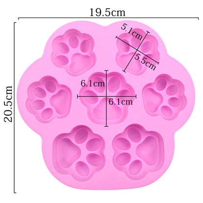 7 Zellen Kleine und Große Katzenpfoten-Silikonform für Kuchen, Cartoon-Design, DIY, handgefertigte Seifenformen für ätherische Öle, Rosa, Hellblau