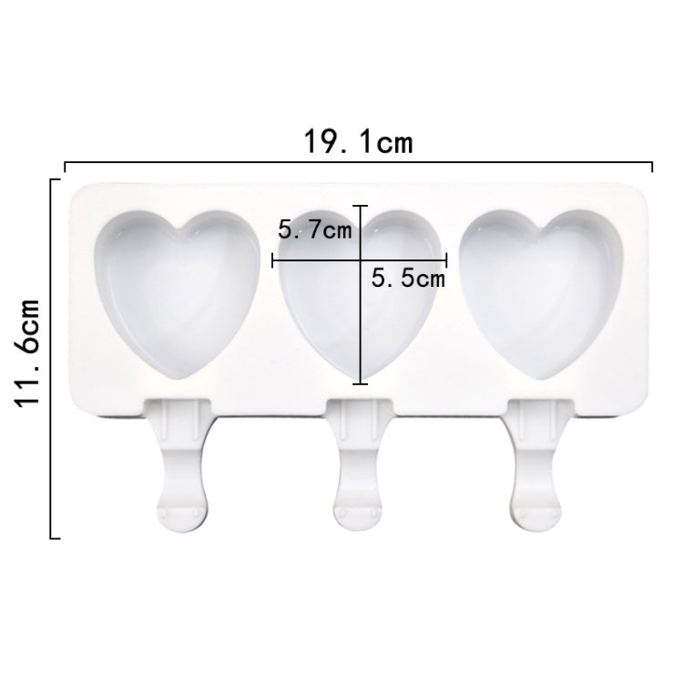 3 Grids Herz Form Eis Modell DIY Pudding Form Ohne Stick, 3 Grids Herz