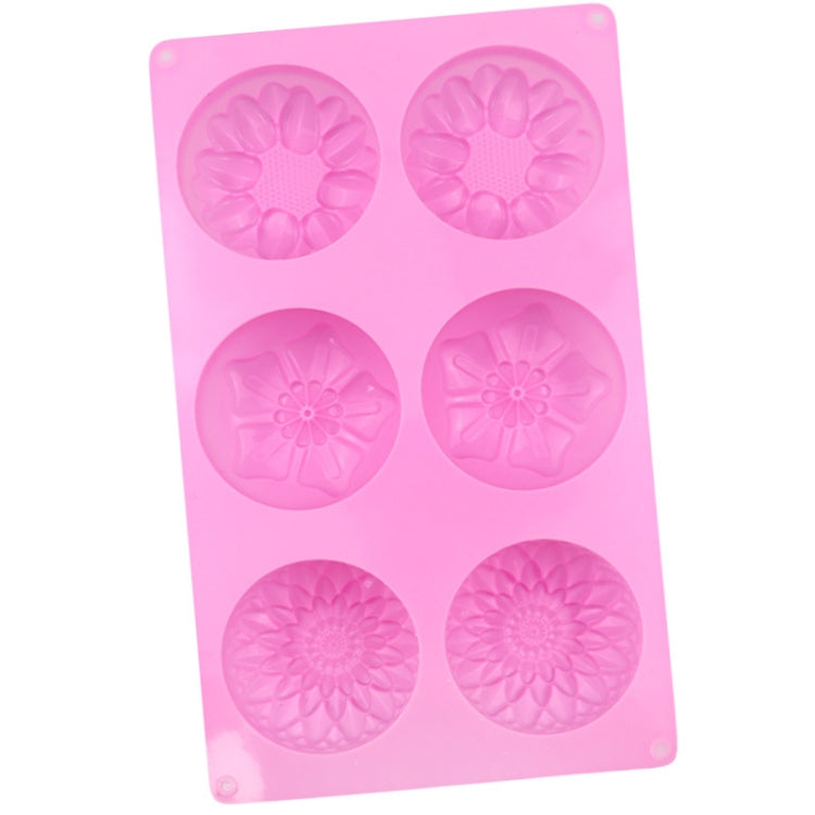 6 Gitter, 3 Gruppen, Blumenform, Silikon-Kuchenform, Backen, DIY, handgemachtes Seifenmodell, Sonnenblumen-Mondkuchenform, 6 Gitter, Blume