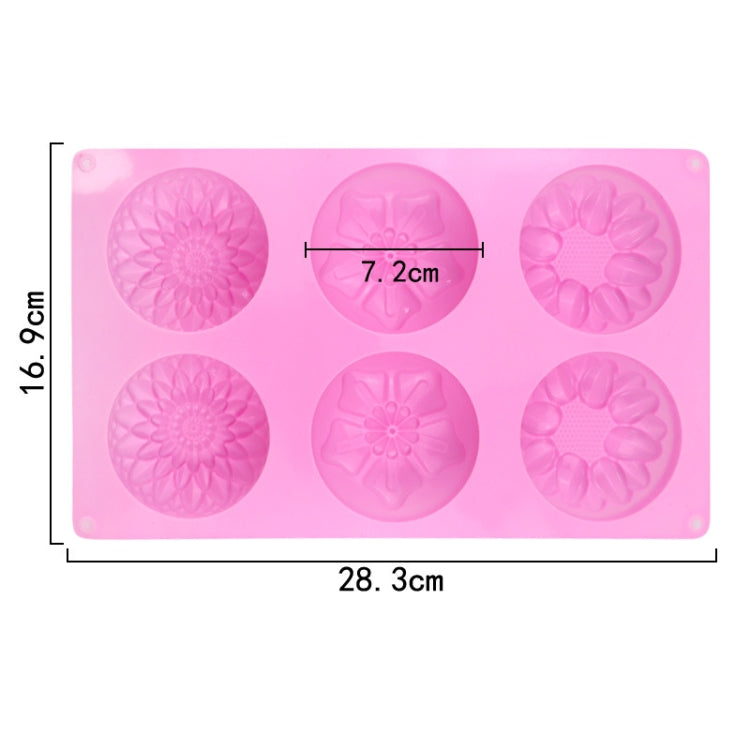 6 Gitter, 3 Gruppen, Blumenform, Silikon-Kuchenform, Backen, DIY, handgemachtes Seifenmodell, Sonnenblumen-Mondkuchenform, 6 Gitter, Blume