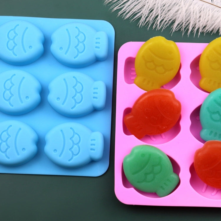 Silikon-Kuchenform in Fischform mit 6 Fächern, handgefertigte Seifenform, 6 Fächer, kleiner Fisch