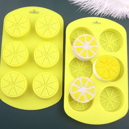 6 Gitter Runde Zitronenform Silikon Mondkuchen Modell Küche Backen Handgemachte Kuchenform, 6 Gitter Runde Zitrone