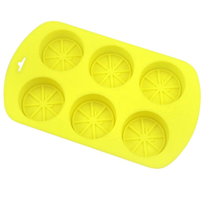 6 Gitter Runde Zitronenform Silikon Mondkuchen Modell Küche Backen Handgemachte Kuchenform, 6 Gitter Runde Zitrone