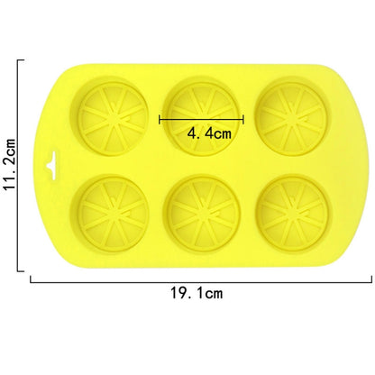 6 Gitter Runde Zitronenform Silikon Mondkuchen Modell Küche Backen Handgemachte Kuchenform, 6 Gitter Runde Zitrone