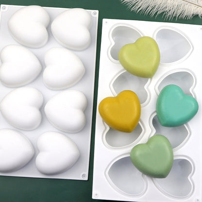 8 Grids Herz Silikon Schokoladenform Handgemachte Aroma Seifenform, 8 Grids Herz