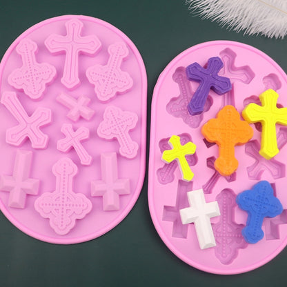 10 Grids Vintage Cross Silicone Chocolate Mould Cake Decoration Molds, 10 Grids Cross