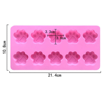 10 Grids Cartoon Kitten Claw Bear Paw Silicone Soap Molds DIY Chocolate Baking Mould, 10 Grids Kitten Claw Pink, 10 Grids Kitten Claw Light Blue