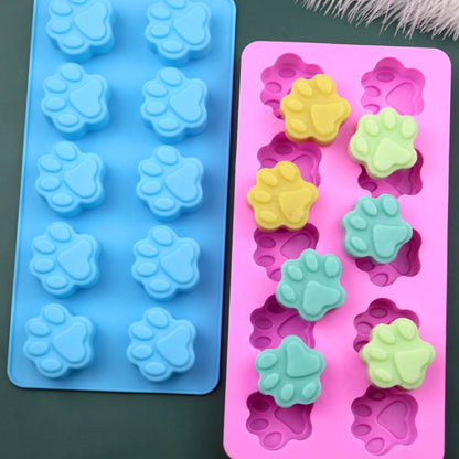 10 Grids Cartoon Kitten Claw Bear Paw Silicone Soap Molds DIY Chocolate Baking Mould, 10 Grids Kitten Claw Pink, 10 Grids Kitten Claw Light Blue