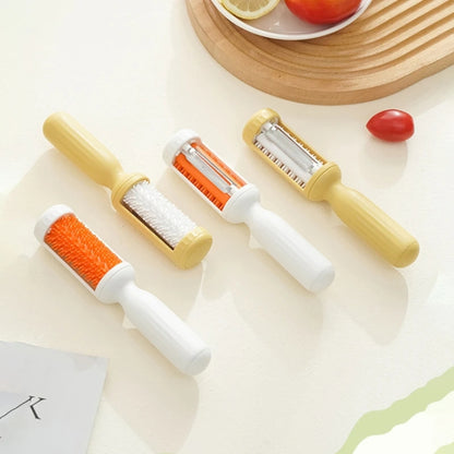 2 in 1 Schäler mit Reinigungsbürste Haushalts-Obst-Kartoffel-Gemüseschäler