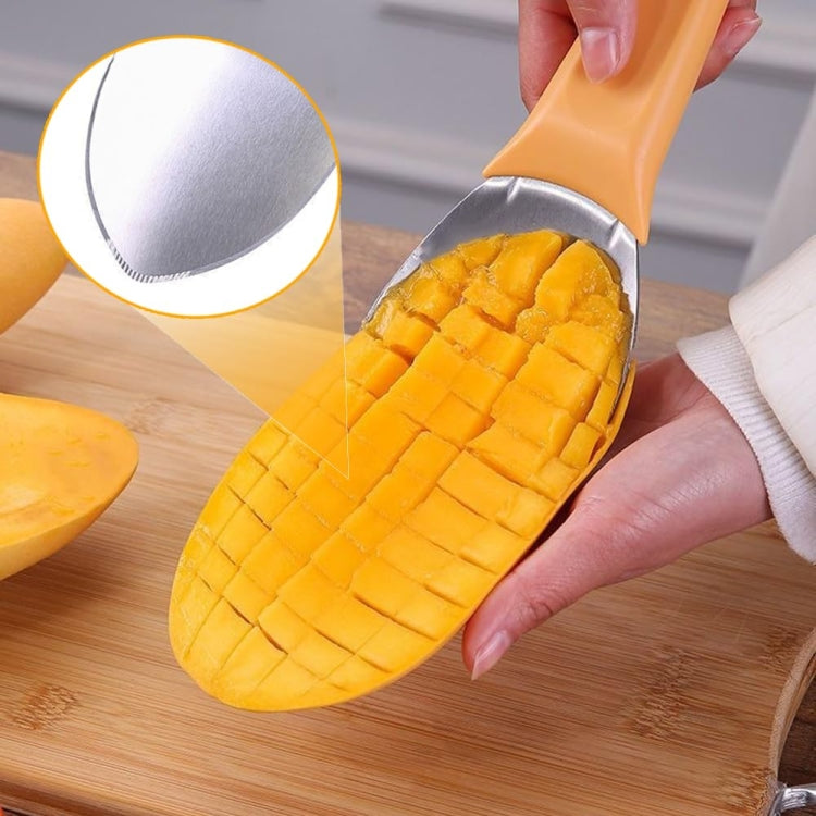 Mango-Schneide- und Würfelwerkzeug, multifunktionaler Fruchtschalentrenner aus Edelstahl, Mangoschneider