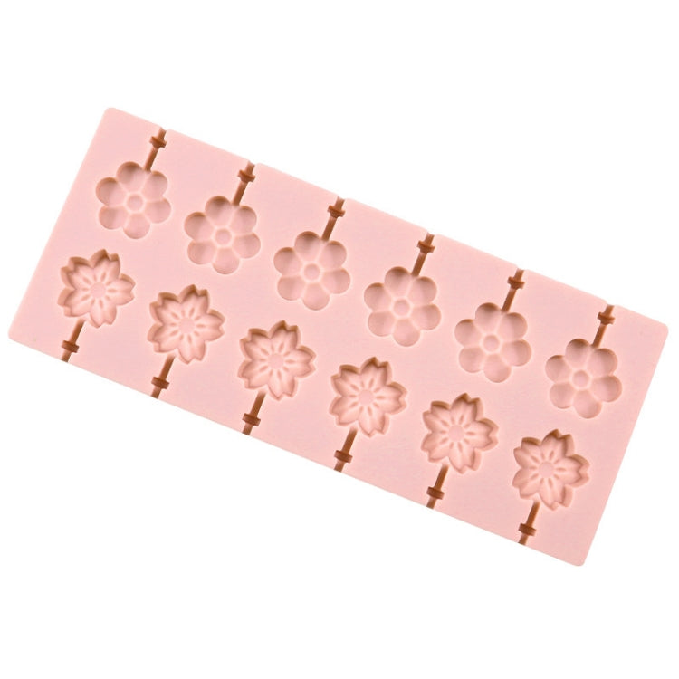 12 Grids Kirschblüte Lollipop Form Schokolade Chip Formen