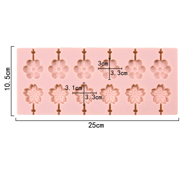 12 Grids Kirschblüte Lollipop Form Schokolade Chip Formen