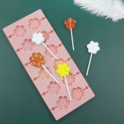 12 Grids Kirschblüte Lollipop Form Schokolade Chip Formen