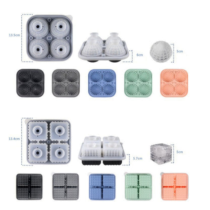 Bar Home Baking Silikon-Eisform Whisky-Eisbox, rosa Quadrat, grünes Quadrat, dunkelblaues Quadrat, graues Quadrat, rosa rund, grün rund, dunkelblau rund, grau rund
